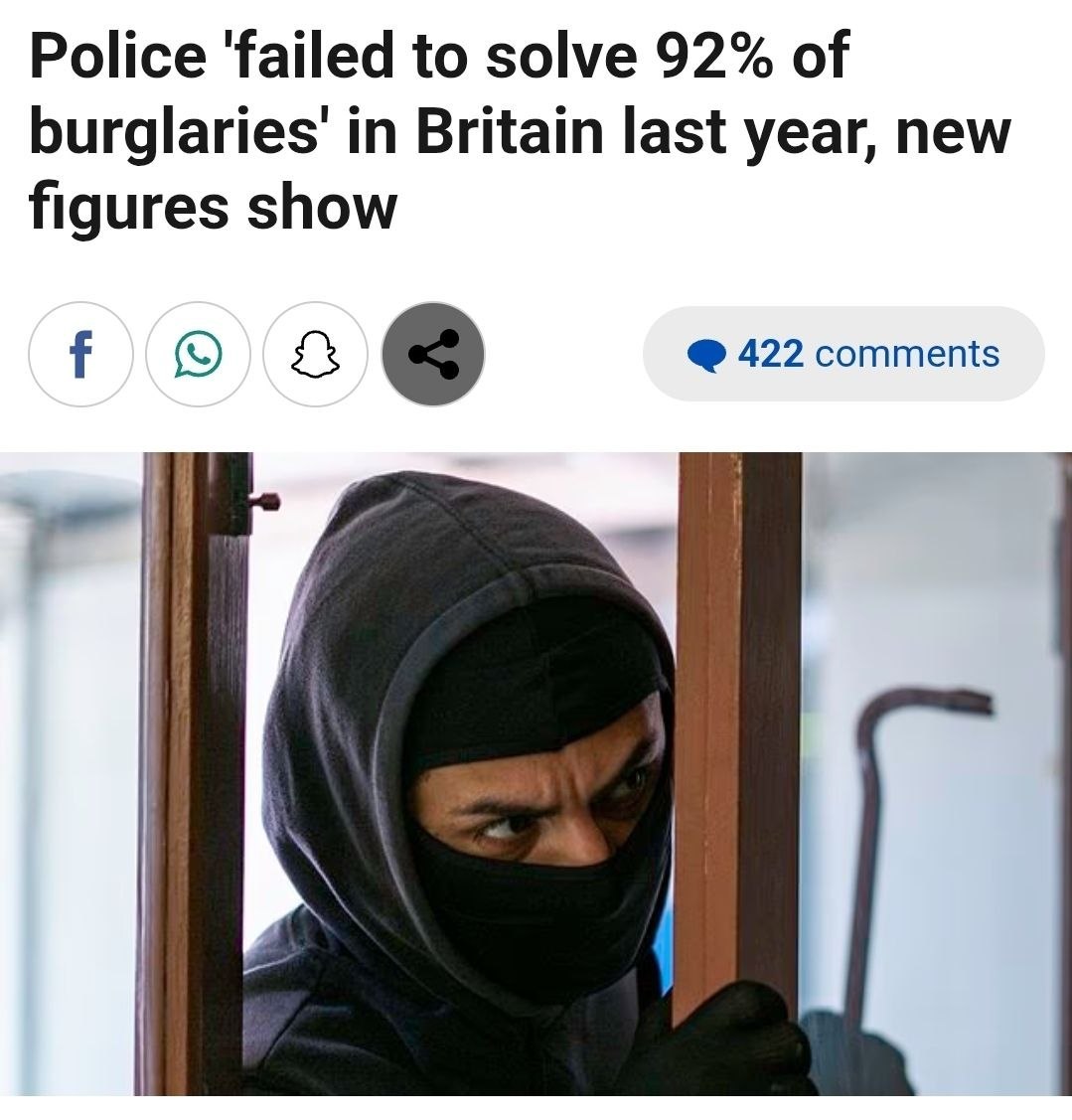 В Великобритании можно грабить смело: полиция не раскрыла 92% краж