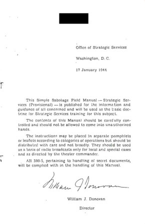 17 января 1944 года. ЦРУ выпускает секретную методичку по саботажу