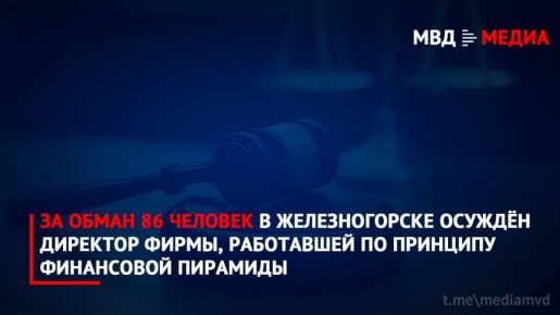 За обман 86 человек в Железногорске осуждён директор фирмы, работавшей по принципу финансовой пирамиды