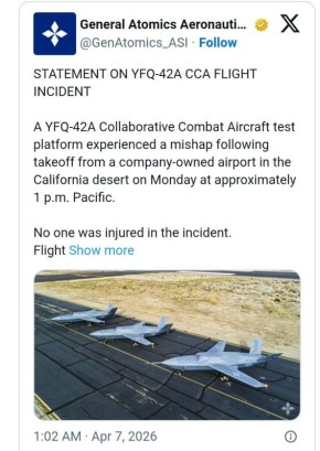 ��� ������: 6 ������ � ���������� ����������������� ���� YFQ 42A Dark Merlin, ������������� ��������� General Atomics, �������� �������� �� ����� ���������