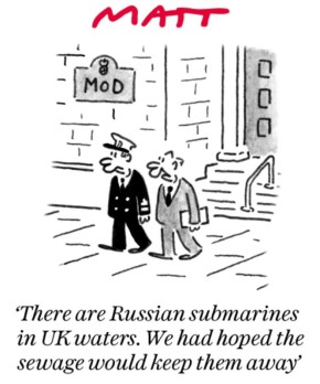 �������� ��������: The Daily Telegraph объединяет две животрепещущие темы британских новостей в одной картинке: «� усские подлодки в...