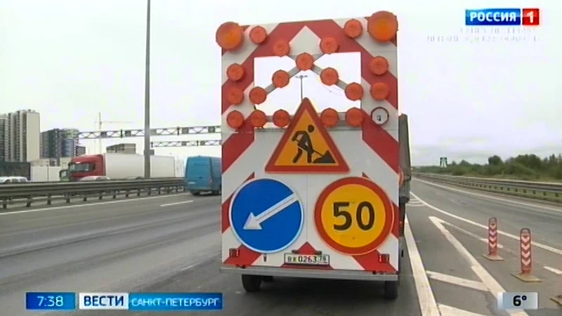 На съезде с Кольцевой к Пулково будет доступна лишь одна полоса