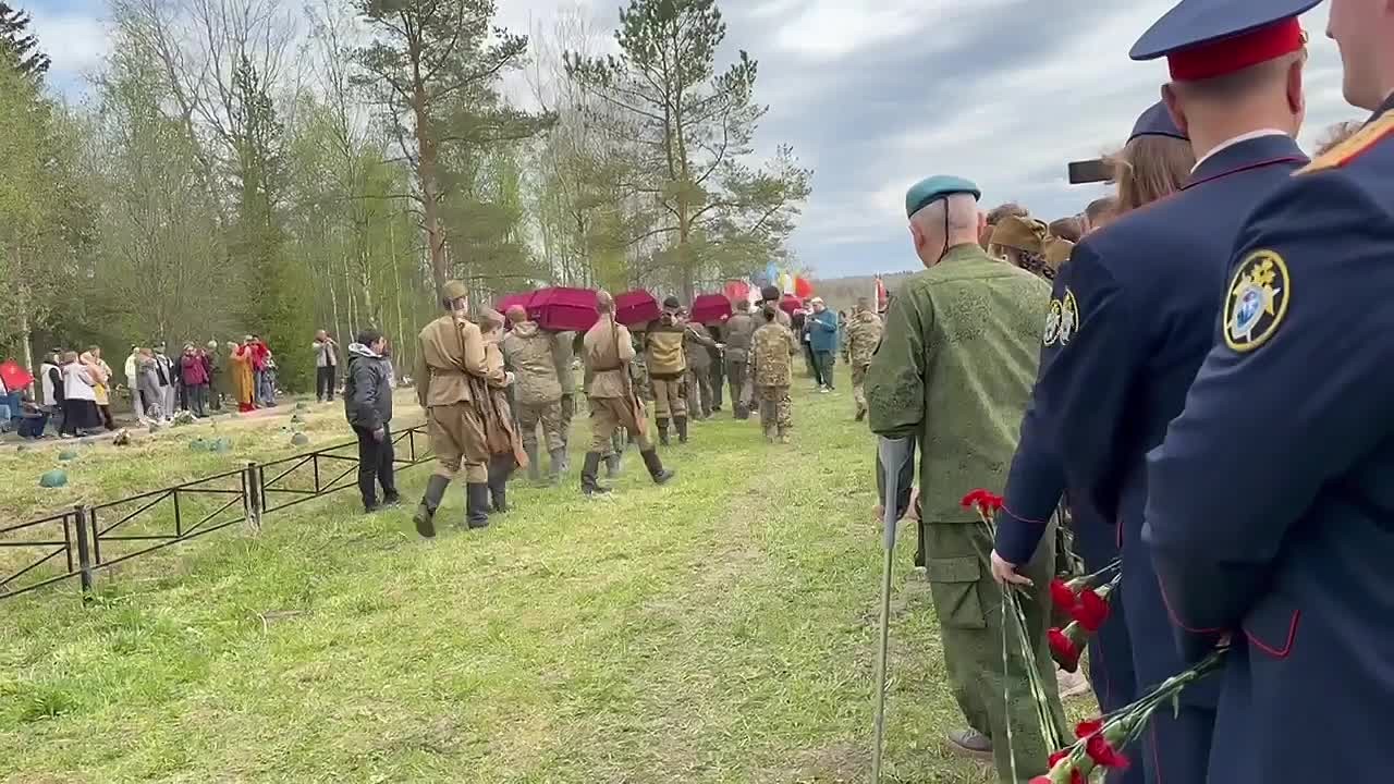 В Тосненском районе офицеры СК России приняли участие в захоронении останков 43 защитников Отечества
