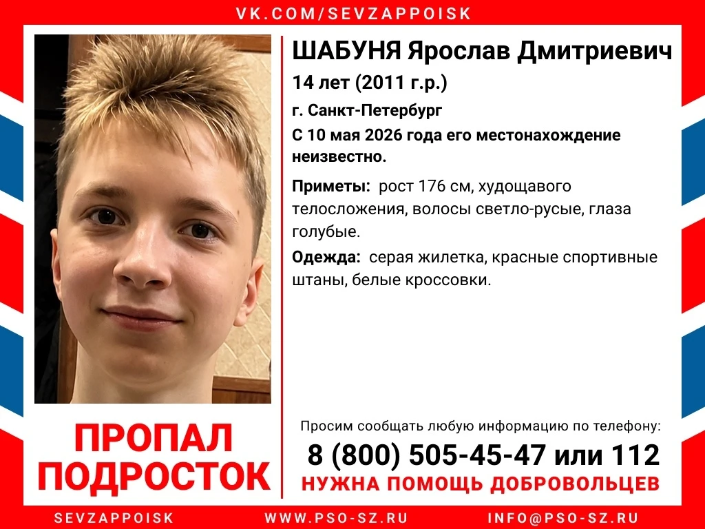 В Петербурге вторые сутки ищут пропавшего подростка