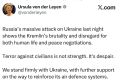 Михаил Онуфриенко: Фон дер Ляйен:. Массированная атака России на Украину прошлой ночью демонстрирует жестокость Кремля и его пренебрежение как к человеческой жизни, так и к мирным переговорам