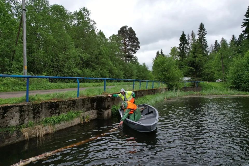 Берег и русло реки Кобринки очистили от мусора Берег и русло реки Кобринки очистили от мусора