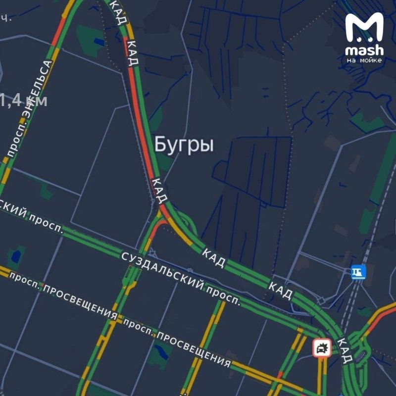 Две краснючие пробки собрались на северо-восточном участке КАДа — часть полос перекрыта, а гонять можно максимум 50 км/ч Две краснючие пробки собрались на северо-восточном участке КАДа — часть полос перекрыта, а гонять можно максимум 50 км/ч