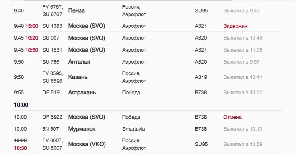 В Пулково корректируется расписание рейсов в связи с массированной атакой украинских беспилотников на Москву