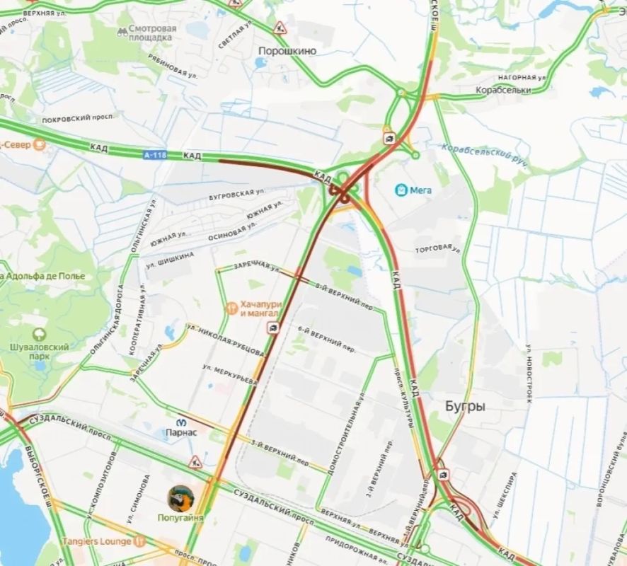 На севере Петербурга автобус 40 детьми попал в ДТП, растёт огромная пробка