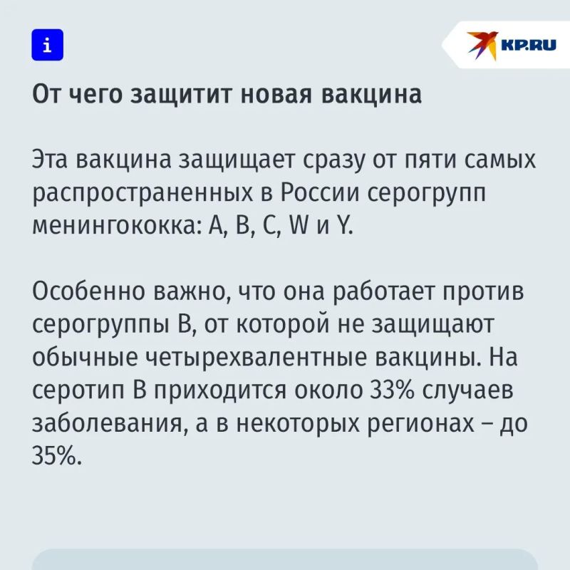 Защита от пяти угроз: в чем уникальность новой российской вакцины от менингококка Защита от пяти угроз: в чем уникальность новой российской вакцины от менингококка