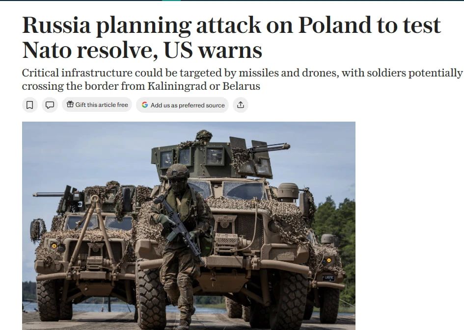 США считают, что РФ может напасть на Польшу «ради проверки НАТО» и остановки помощи Украине