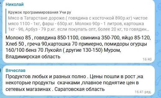 Есть цены на Росстате. А вот что люди говорят Есть цены на Росстате. А вот что люди говорят