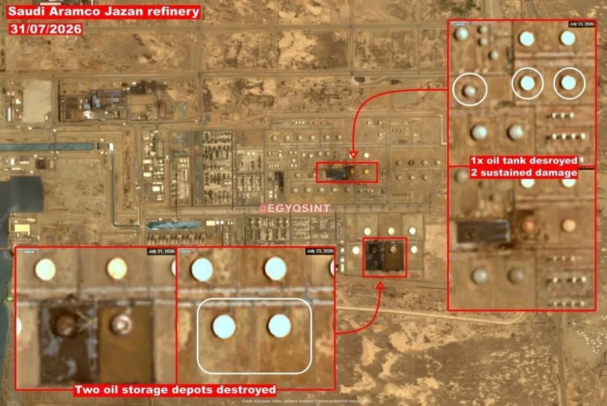 Последствия ударов хуситов по НПЗ Saudi Aramco в Джизане