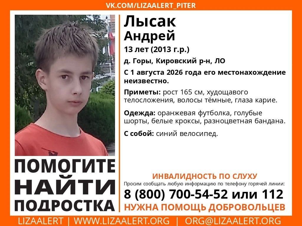13-летнего слабослышащего подростка ищут в Ленобласти