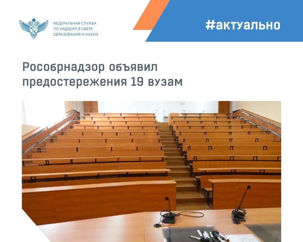 Рособрнадзор объявил предостережения о недопустимости нарушения обязательных требований и предложил принять меры по обеспечению их соблюдения в рамках федерального государственного контроля (надзора) в сфере образования: