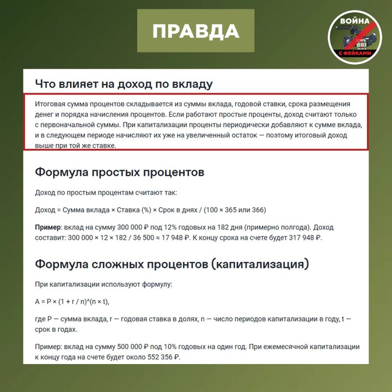 Фейк: Российский банк честно показал, что от вклада в 20 млн рублей с учетом инфляции через год останется лишь половина Фейк: Российский банк честно показал, что от вклада в 20 млн рублей с учетом инфляции через год останется лишь половина