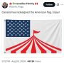 Канадцы оригинально отреагировали на указ президента США Дональда Трампа о переименовании озера Онтарио в «озеро Америка», предложив новый дизайн американского флага
