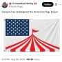 Канадцы оригинально отреагировали на указ президента США Дональда Трампа о переименовании озера Онтарио в «озеро Америка», предложив новый дизайн американского флага