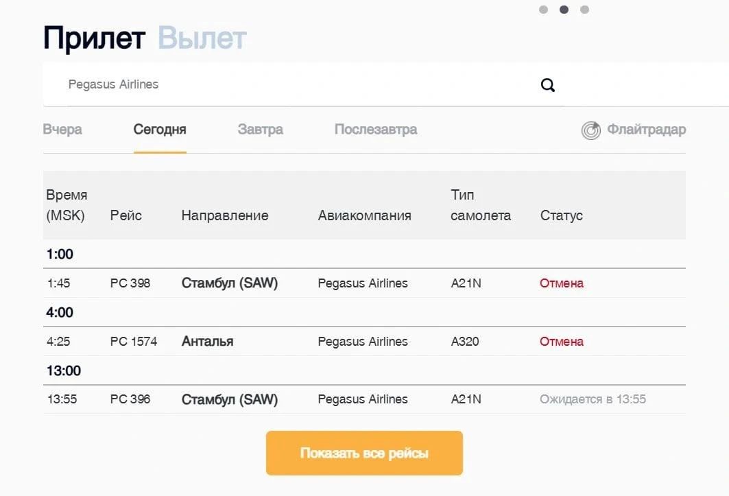 Turkish Airlines и Pegasus отменили часть рейсов между Россией и Турцией