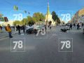 На Васильевском острове разрастается пробка из-за ДТП с мотоциклистом