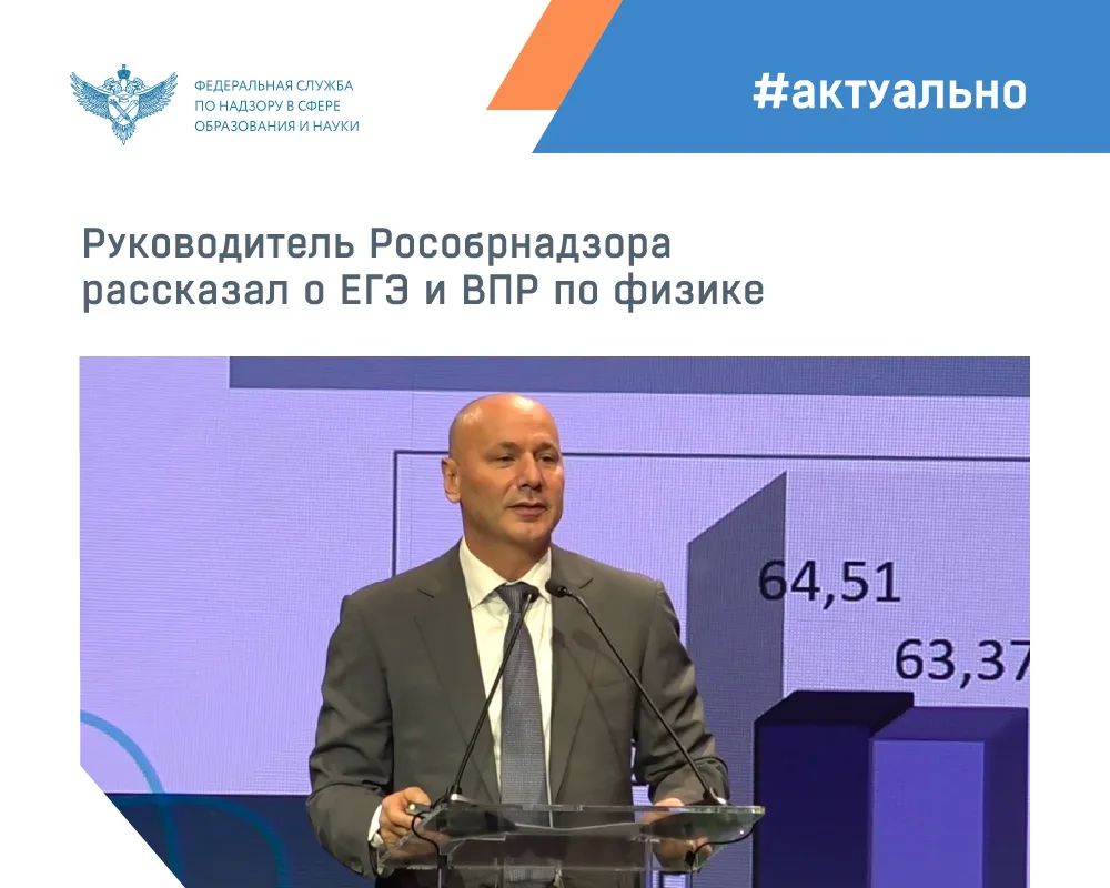 Руководитель Рособрнадзора Анзор Музаев принял участие во Всероссийском форуме учителей физики, где рассказал о ЕГЭ и других оценочных процедурах по этому предмету