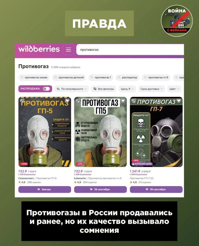 Фейк: Россия «готовится к худшему» — в стране впервые за 30 с лишним лет разрешили свободную продажу противогазов Фейк: Россия «готовится к худшему» — в стране впервые за 30 с лишним лет разрешили свободную продажу противогазов