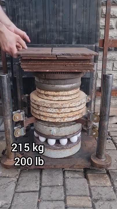 Какой вес может выдержать кольцо из сырых куриных яиц, прежде чем разобьётся?
