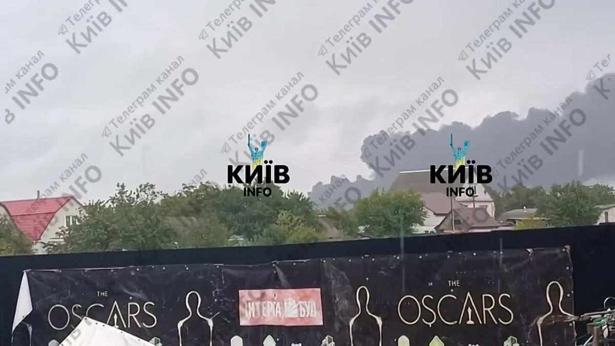 В районе Бородянки (Киевская область) что-то сильно горит после ударов дронов