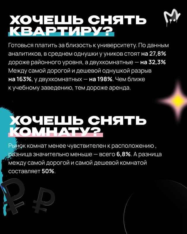 Студентам придется батрачить сикс севен часов в сутки, чтобы оплатить съём жилья возле любого питерского универа — квартиры и комнаты рядом с вузами сильно дороже районных ценников