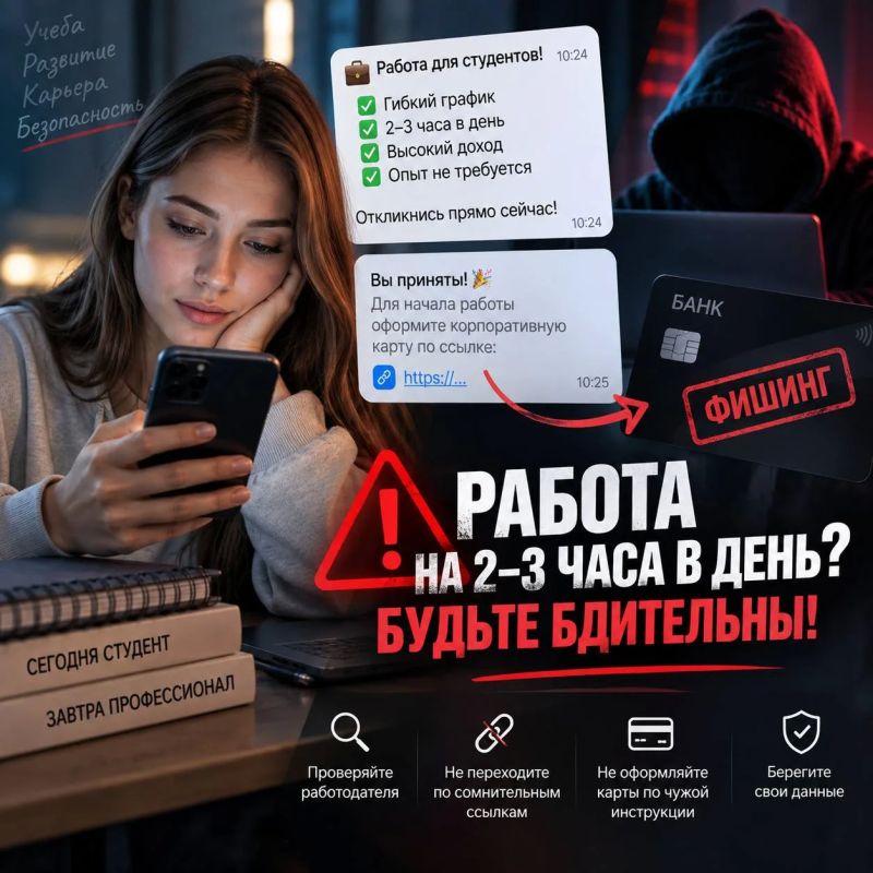 «РАБОТА НА 2–3 ЧАСА В ДЕНЬ»: МОШЕННИКИ МАСКИРУЮТСЯ ПОД РАБОТОДАТЕЛЕЙ