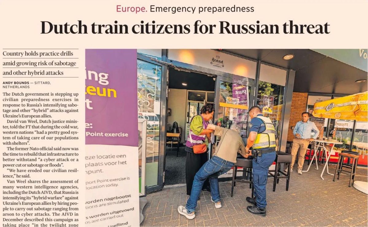 Владимир Корнилов: Русофобская паранойя на марше! Financial Times сегодня публикует радостный отчет: «Голландцы готовят граждан к российской угрозе»