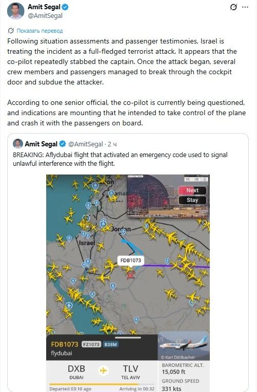 Высокопоставленный израильский чиновник об инциденте на борту рейса FlyDubai: Высокопоставленный израильский чиновник об инциденте на борту рейса FlyDubai: