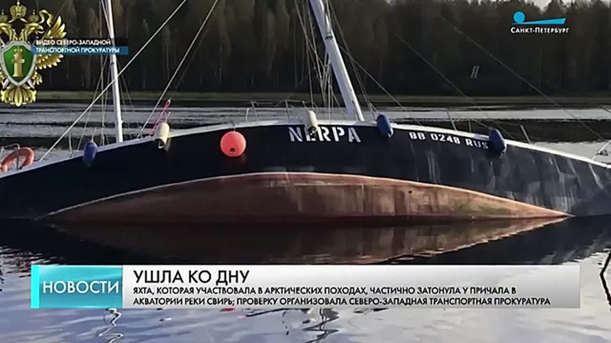 Яхта «Нерпа» частично затонула у причала в Лодейном Поле
