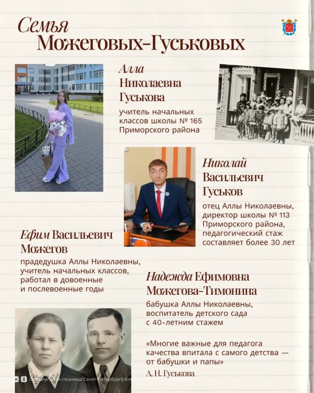 А вы знали, что в петербургских школах работают целые династии педагогов? А вы знали, что в петербургских школах работают целые династии педагогов?