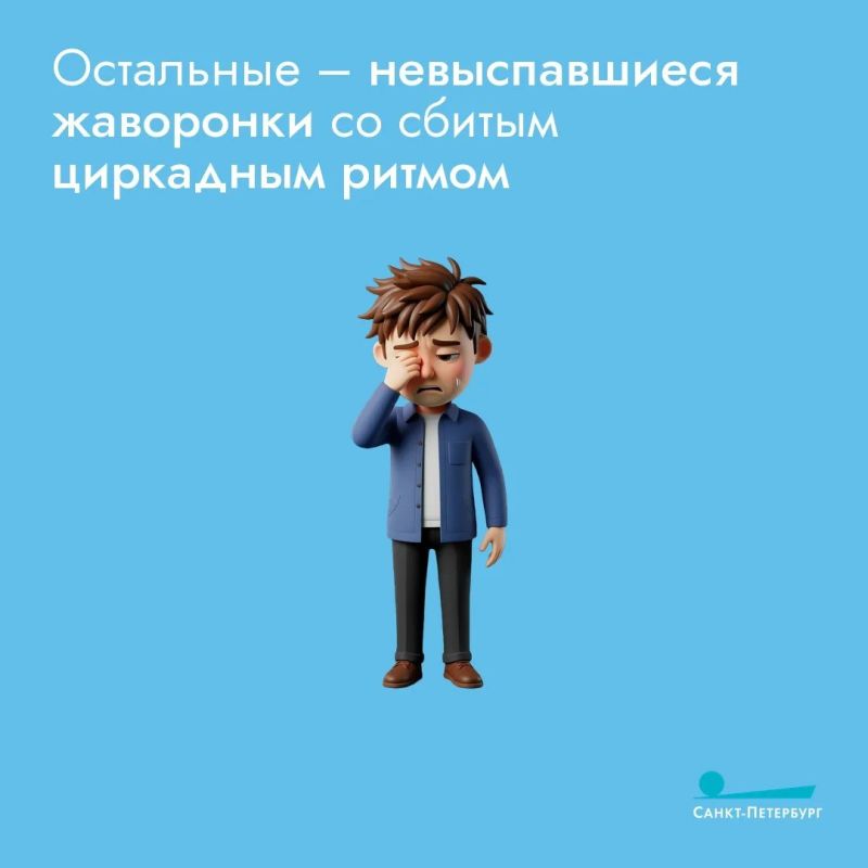 «Совы» и «жаворонки» – это не про птиц, а про ваш биоритм: одни легко встают с рассветом, а другие по-настоящему просыпаются только к вечеру «Совы» и «жаворонки» – это не про птиц, а про ваш биоритм: одни легко встают с рассветом, а другие по-настоящему просыпаются только к вечеру