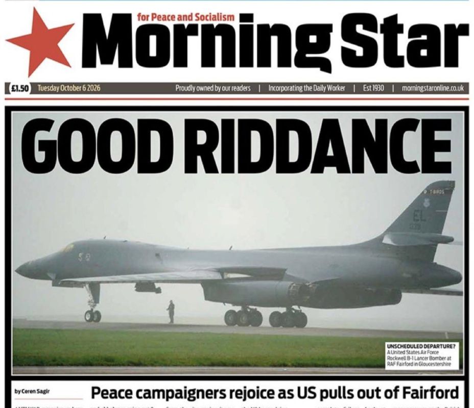 «Ñêàòåðòüþ äîðîãà». Òàêèìè ñëîâàìè ãàçåòà áðèòàíñêèõ ëåâàêîâ Morning Star âñòðå÷àåò èçâåñòèå î òîì, ÷òî àìåðèêàíöû, èñïóãàâøèñü áåçîðóæíûõ «èðàíöåâ», îáíàðóæåííûõ âîçëå áàçû Ôåéðôîðä, â ñðî÷íîì ïîðÿäêå âûâåëè îòòóäà âñå ñâîè...