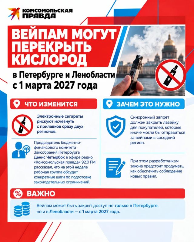 Вейпам могут перекрыть кислород в Петербурге и Ленобласти с 1 марта 2027 года