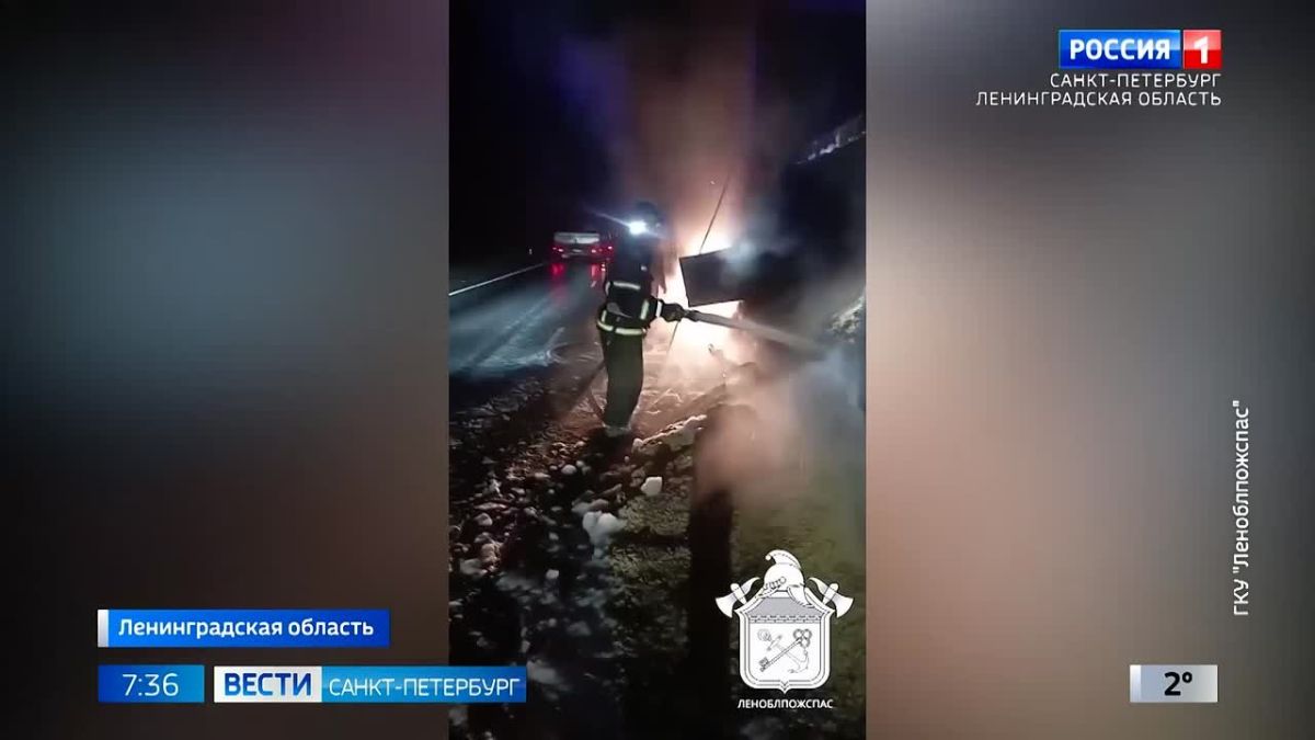 В Волховском районе сгорела фура