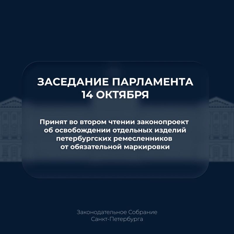Собрание приняло в первом чтении законопроект об освобождении отдельных изделий петербургских ремесленников от обязательной маркировки