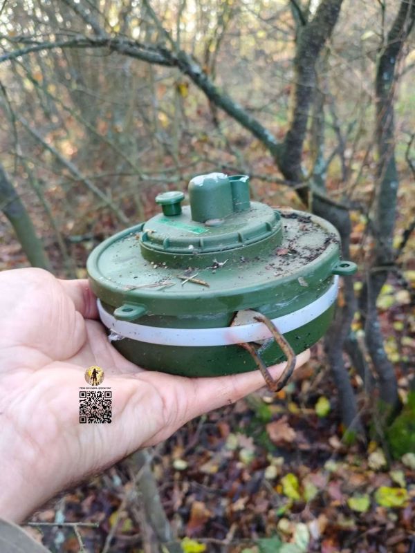 Найденная товарищами укр противопехотная осколочная мина "Дзыга" (ПВП Дзига) Найденная товарищами укр противопехотная осколочная мина "Дзыга" (ПВП Дзига)