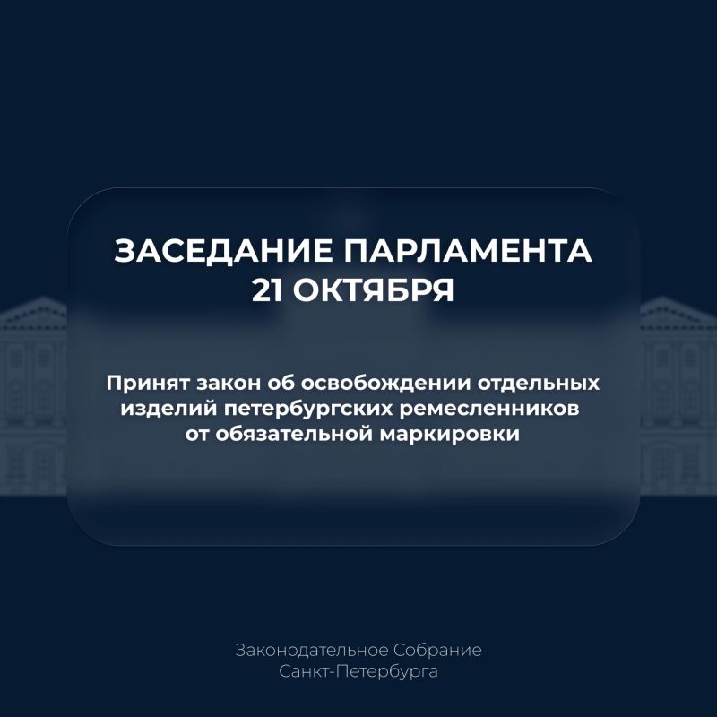 Депутаты окончательно приняли закон об освобождении отдельных изделий петербургских ремесленников от обязательной маркировки