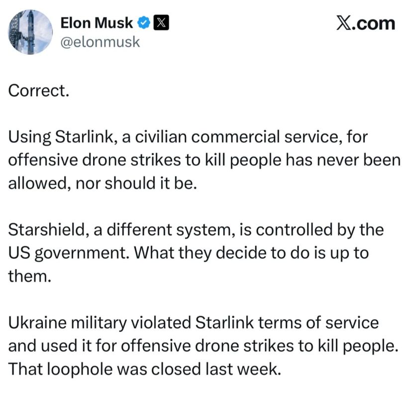 Марат Баширов: Илон Маск прозрел. Оказывается его Старлинк использовали для убийства людей и он возмущен.