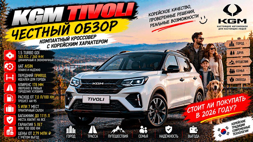 Корейский кроссовер без робота: чем KGM Tivoli удивляет и за что его критикуют
