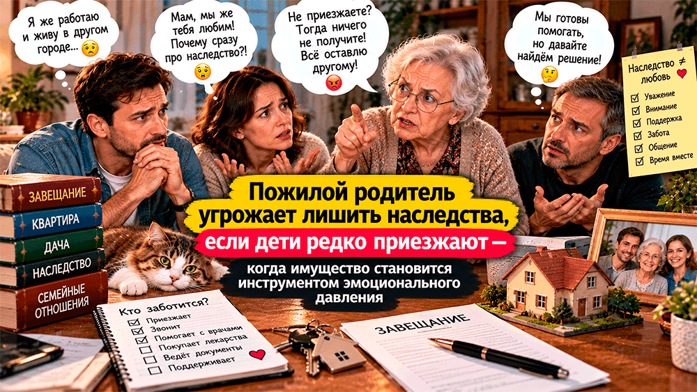 «Не приедешь — лишу наследства»: когда заботу о родителе превращают в сделку