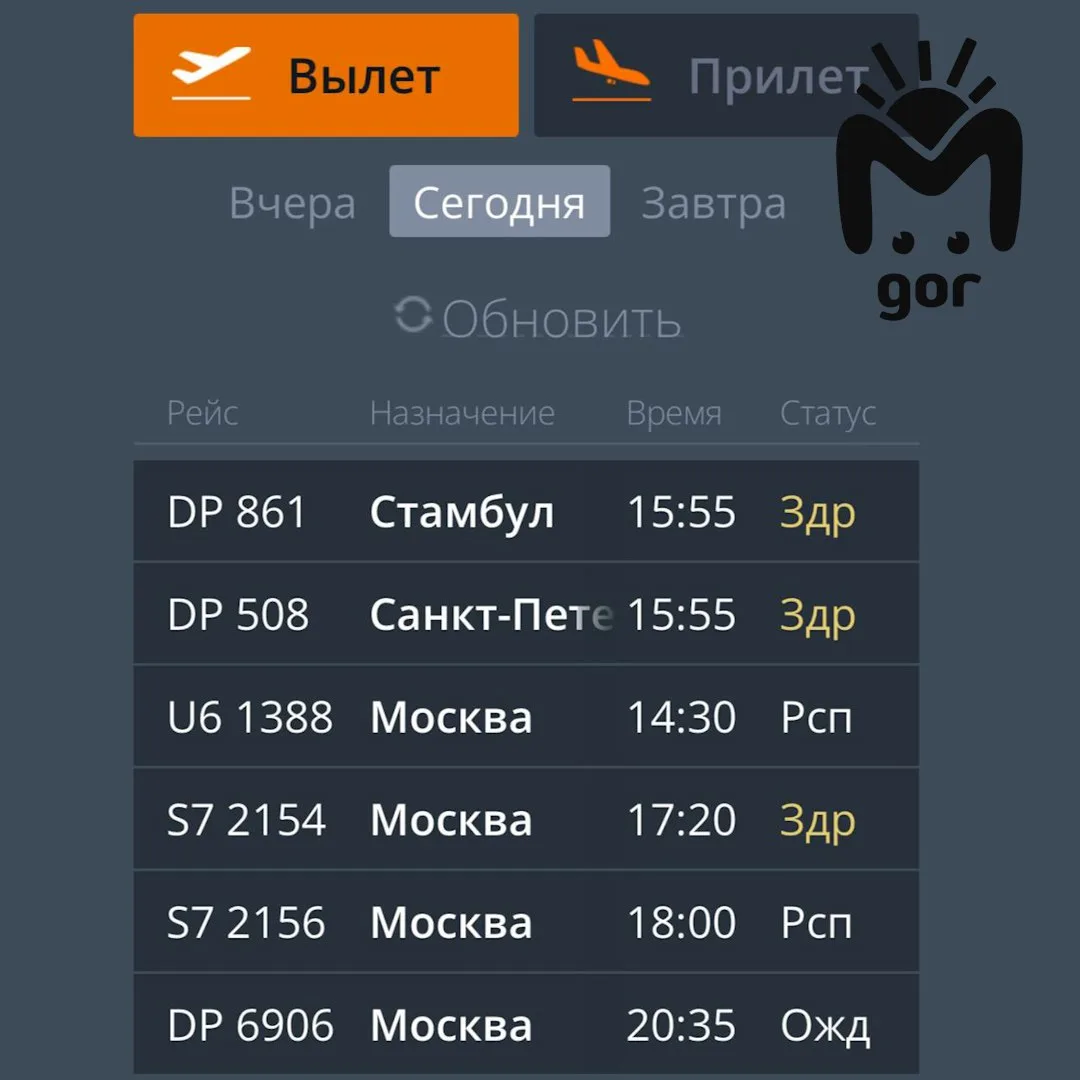 Несколько рейсов из Владикавказа и Махачкалы задерживаются